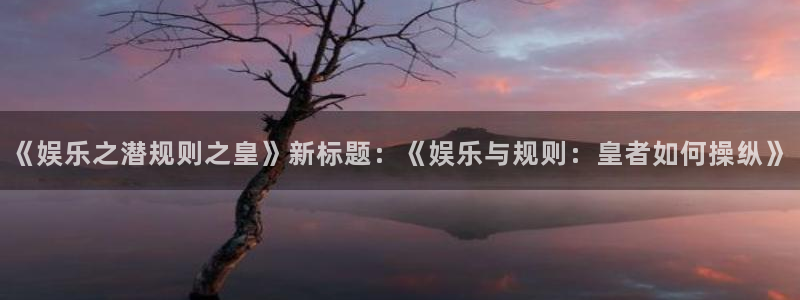 极悦娱乐官网：《娱乐之潜规则之皇》新标题：《娱乐与规则：皇者如何操纵》